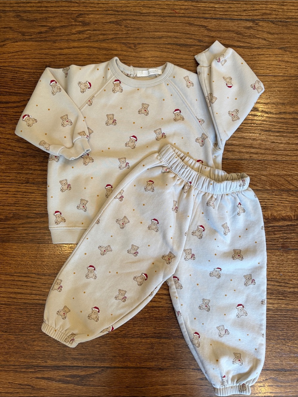 Zara Baby Holiday Santa Bear Sweatsuit Set 12-18 Months